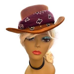 Minnetonka Genuine Leather Banded with silvertone conchos Western Hat M